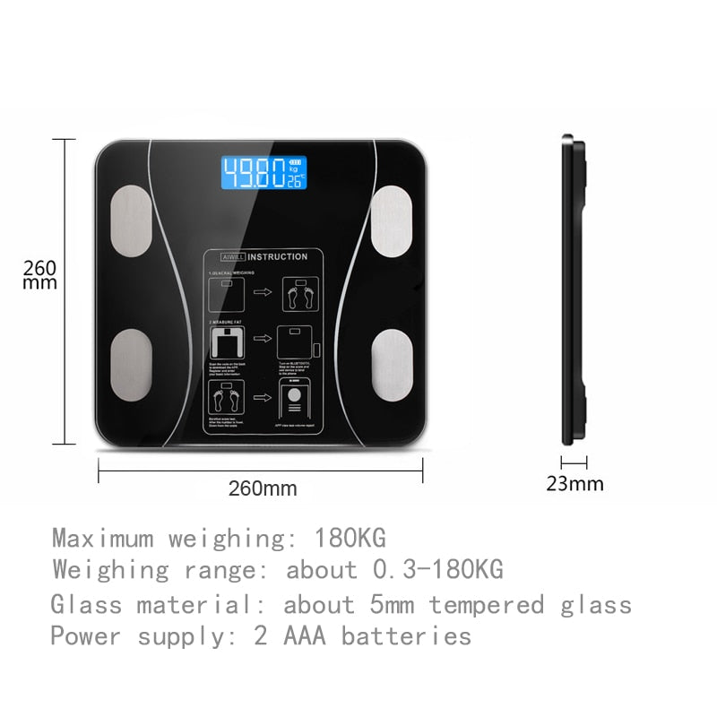 Body Fat Scale Bluetooth BMI Body Scales Smart Wireless Digital Bathroom Weight Scale Body Composition Analyzer Weighing Scale