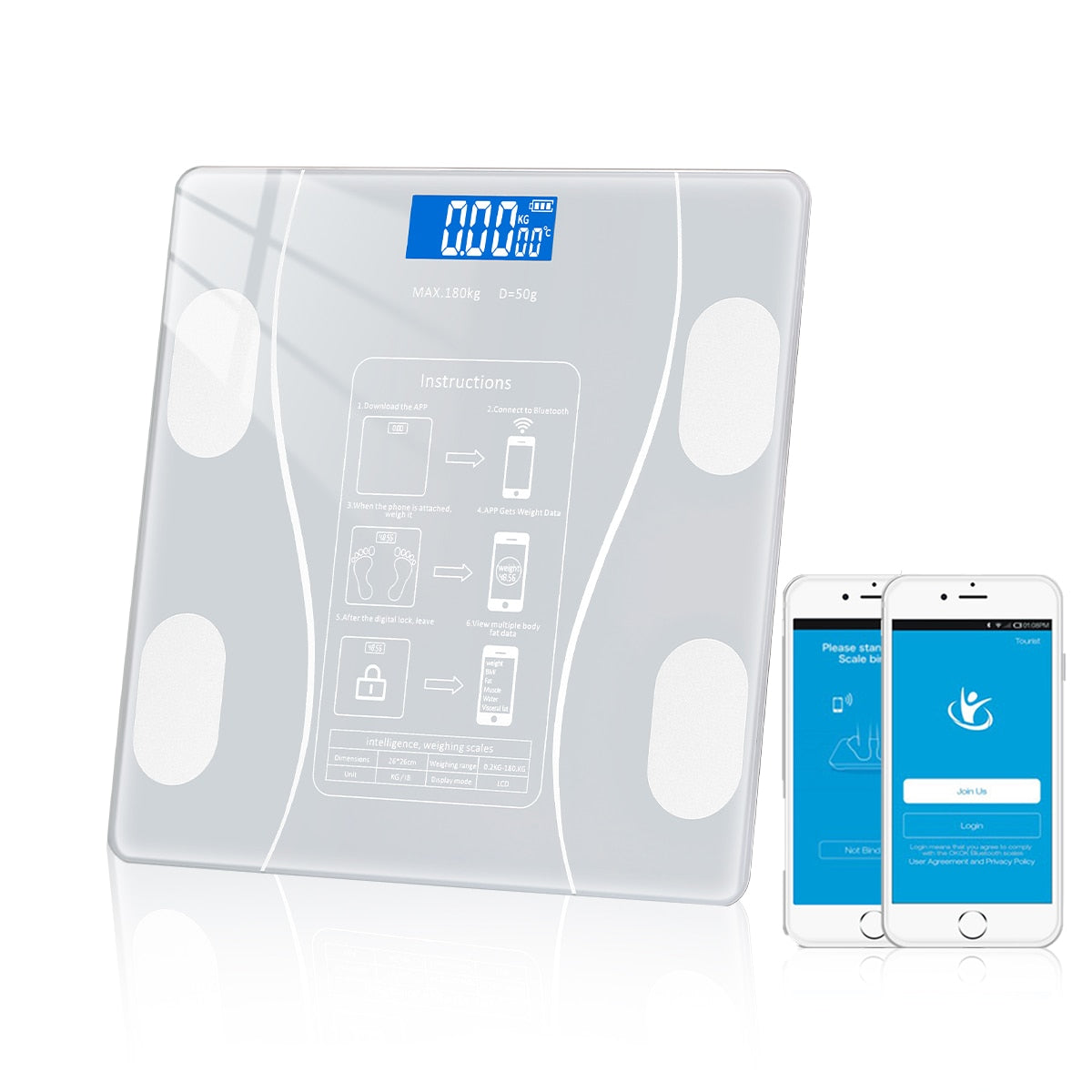 Body Fat Scale Bluetooth BMI Body Scales Smart Wireless Digital Bathroom Weight Scale Body Composition Analyzer Weighing Scale