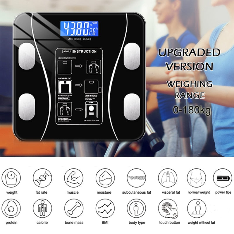 Body Fat Scale Bluetooth BMI Body Scales Smart Wireless Digital Bathroom Weight Scale Body Composition Analyzer Weighing Scale