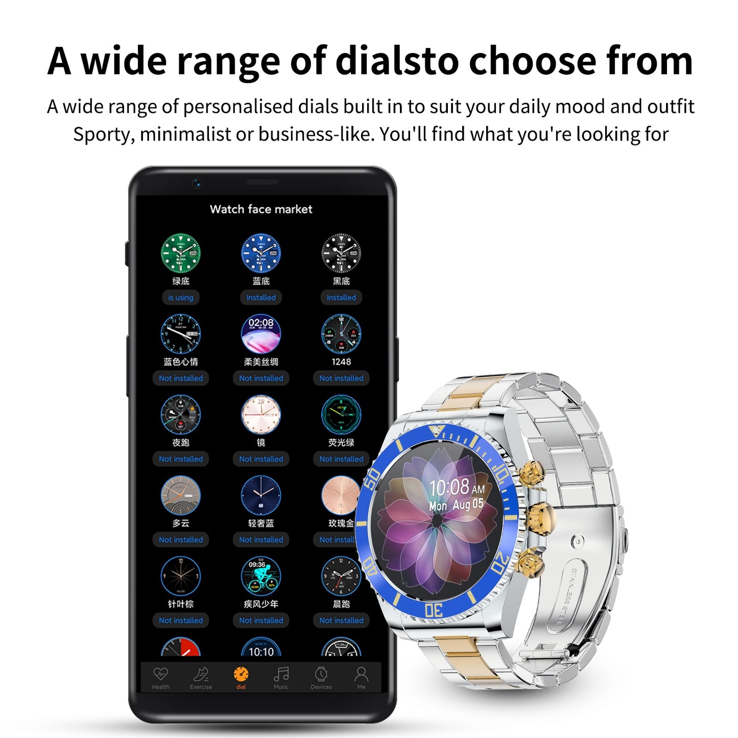 AW12 Smart Watch Bluetooth Call Message Display DIY Wallpaper Heart Rate Blood Pressure Sport Fashion Bracelet for Women and Men