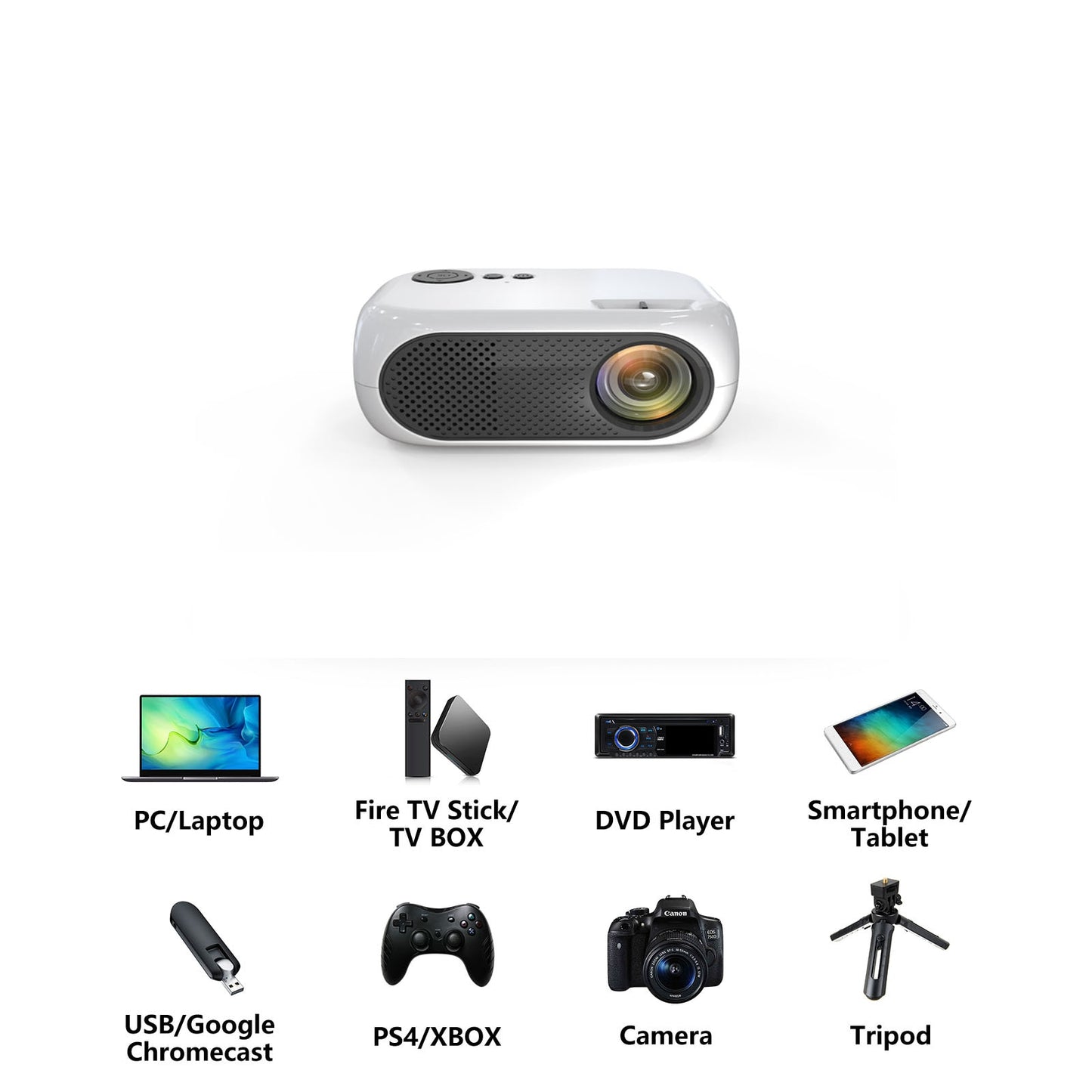 XIDU Mini Projector Support 1080P Full HD Native 480P LED Projector For Android Phone iPhone iPad Stick Roku Chromecast Beamer