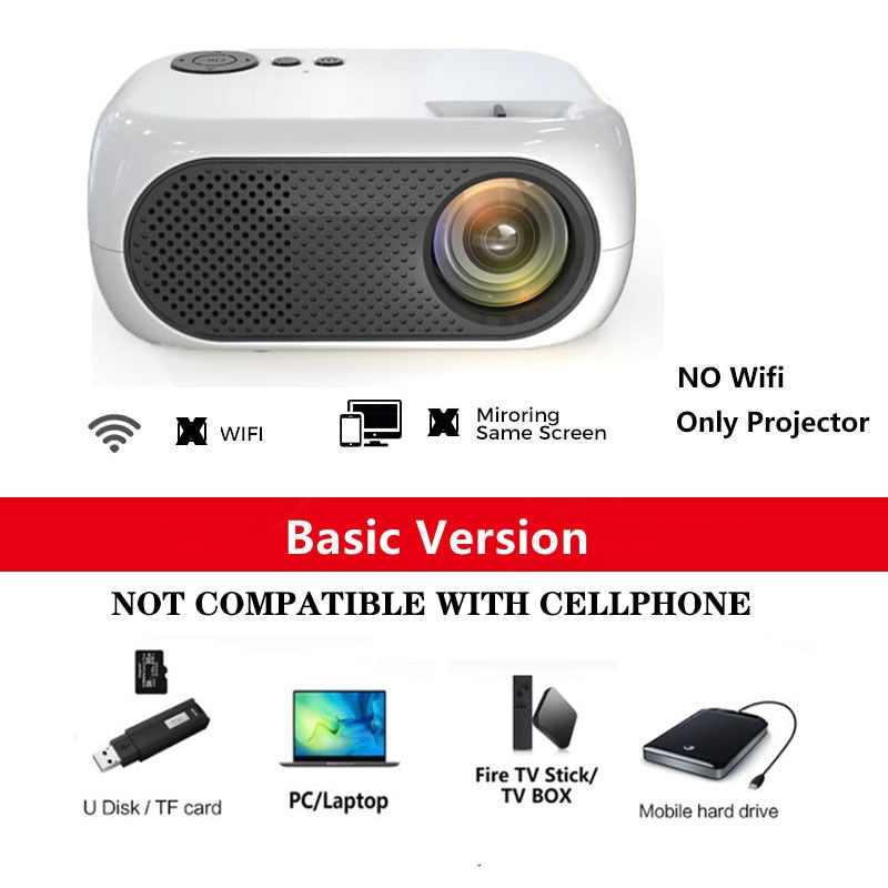 XIDU Mini Projector Support 1080P Full HD Native 480P LED Projector For Android Phone iPhone iPad Stick Roku Chromecast Beamer