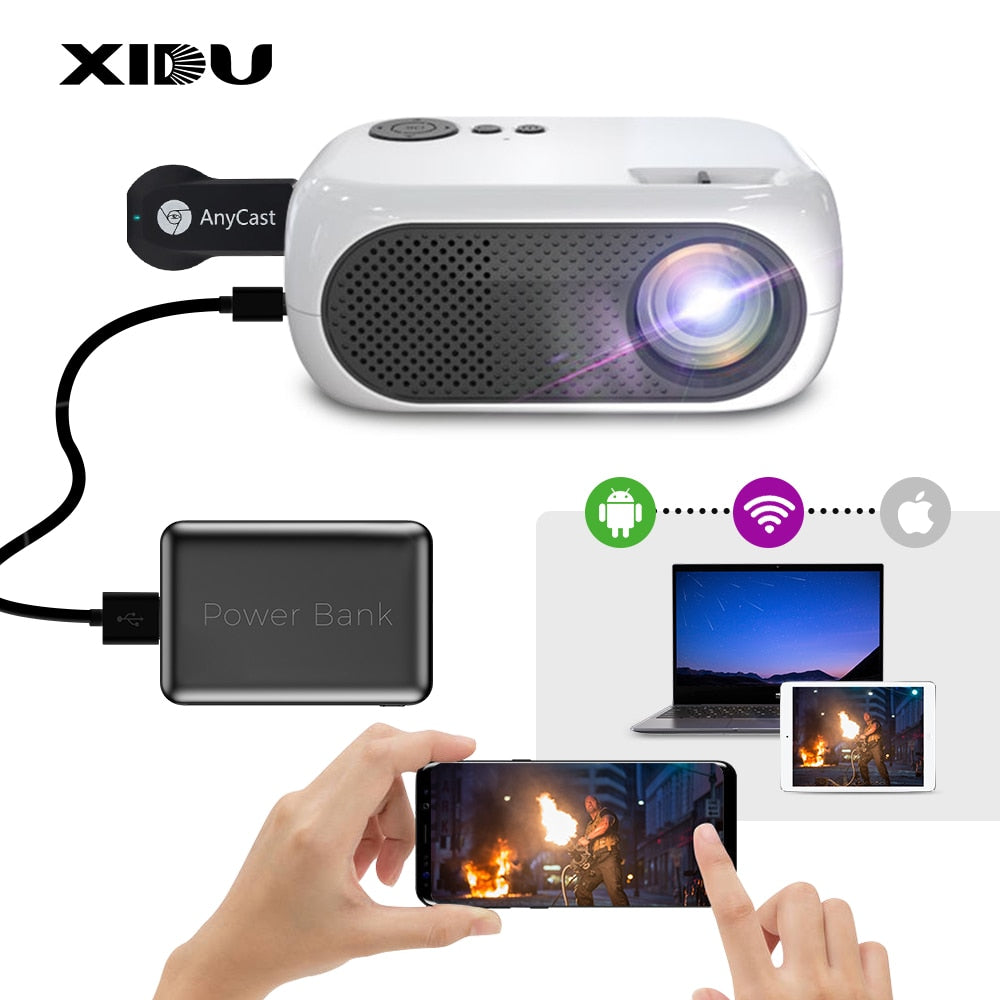 XIDU Mini Projector Support 1080P Full HD Native 480P LED Projector For Android Phone iPhone iPad Stick Roku Chromecast Beamer